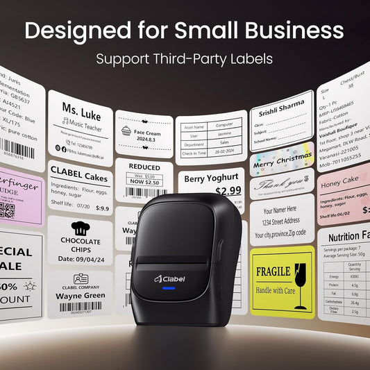 CLABEL 221B Label Maker Machine with Tape, 2 Inch Thermal Label Printer, Portable Bluetooth Sticker Maker Machine Barcode Labeler Compatible with Phone & PC for Small Business Retail Office