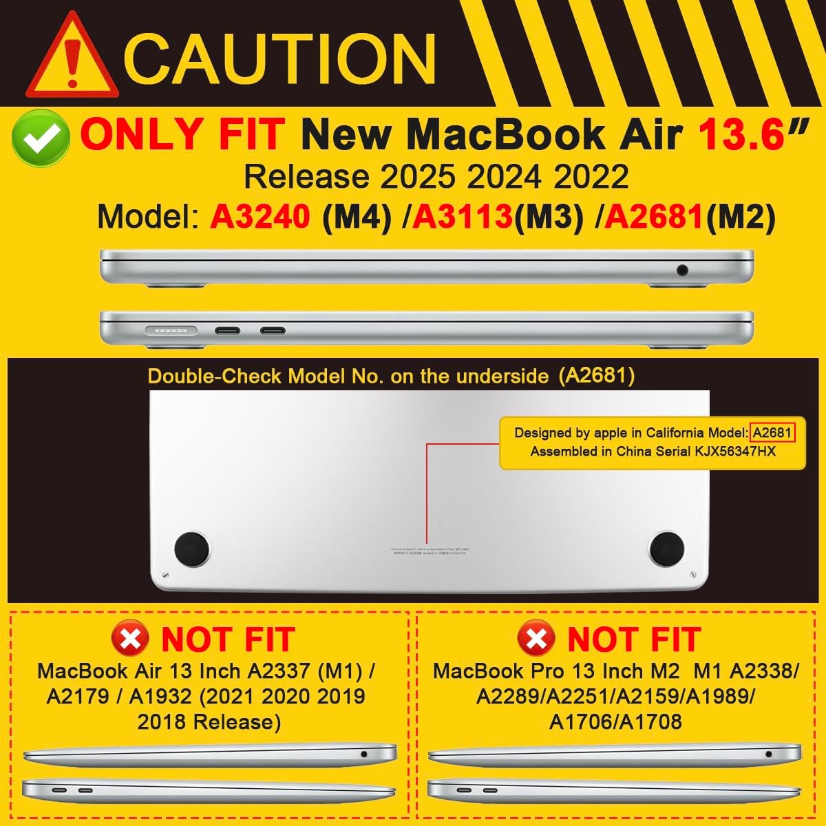 Batianda for New MacBook Air 13.6 inch Case 2025 M4 2024 2022 Release Model A3240 A2681(M2) A3113(M3), Heavy Duty Shockproof Protective Hard Shell with Fold Kickstand & Keyboard Cover, Light Blue