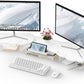 Dual Monitor Stand Riser, Wing-Shaped Sturdy Desktop Wood Stand for 2 Monitors, White Riser for Laptop, PC, Computer