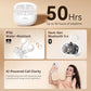 Kinglucky Jewelry-Inspired Clip-On Earbuds with Butterfly Earrings, Comfortable Fit & 50H Playtime Open Ear Bluetooth 5.4 Wireless Headphones for Women, Small Ears, Sports & Workouts (White)