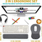 Hokafenle 2 in 1 Ergonomic Mouse Pad Wrist Support & Wrist Rest for Computer Keyboard Set, with Relieve Carpal Tunnel Pain Massage Bulge and Full Memory Gel Design (2In1 Set, Dark Gray)
