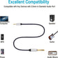 3.5 mm to 6.35 mm Audio Cable 3Ft, Gold-Plated Terminal Silver Color Zinc Alloy Housing 3.5mm 1/8" Male TRS to 6.35mm 1/4" Male TRS Nylon Braided Stereo Audio Cable for Cellphone, Amplifiers(3Ft/1M)
