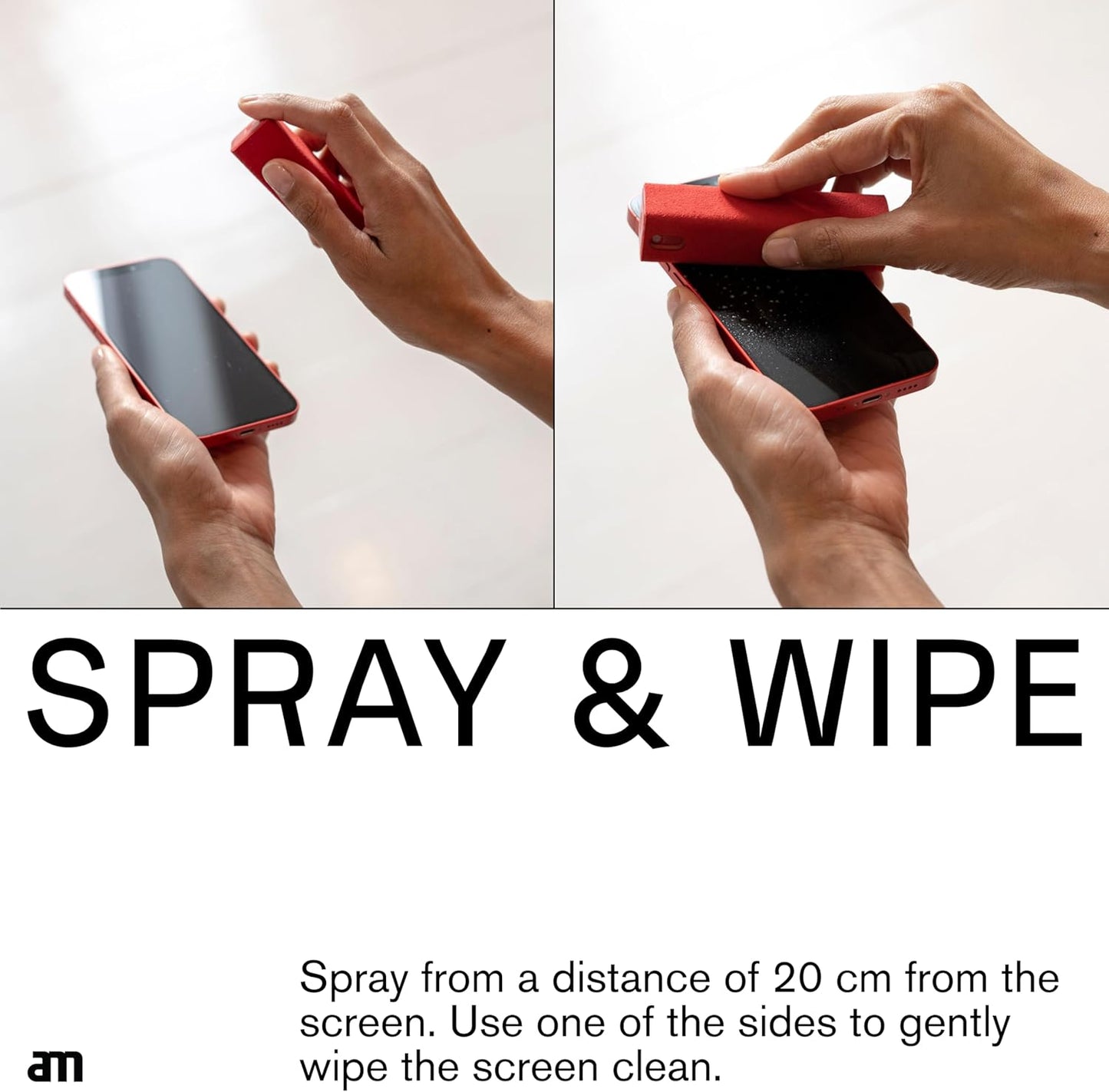 am Screen Cleaner Mist Spray with Microfiber Cloth Around – Alcohol-Free, Streak-Free Screen Cleaning Kit for Smartphones, Tablets, Laptops, Smart TVs & Car Screens, 1 Pack, Blue