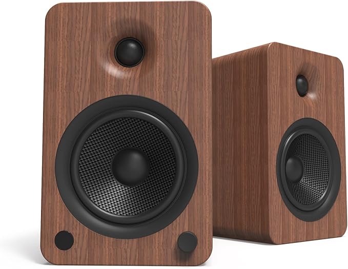 Kanto YU6WALNUT Powered Bookshelf Speakers with Bluetooth and Phono Preamp | Pair | Walnut
