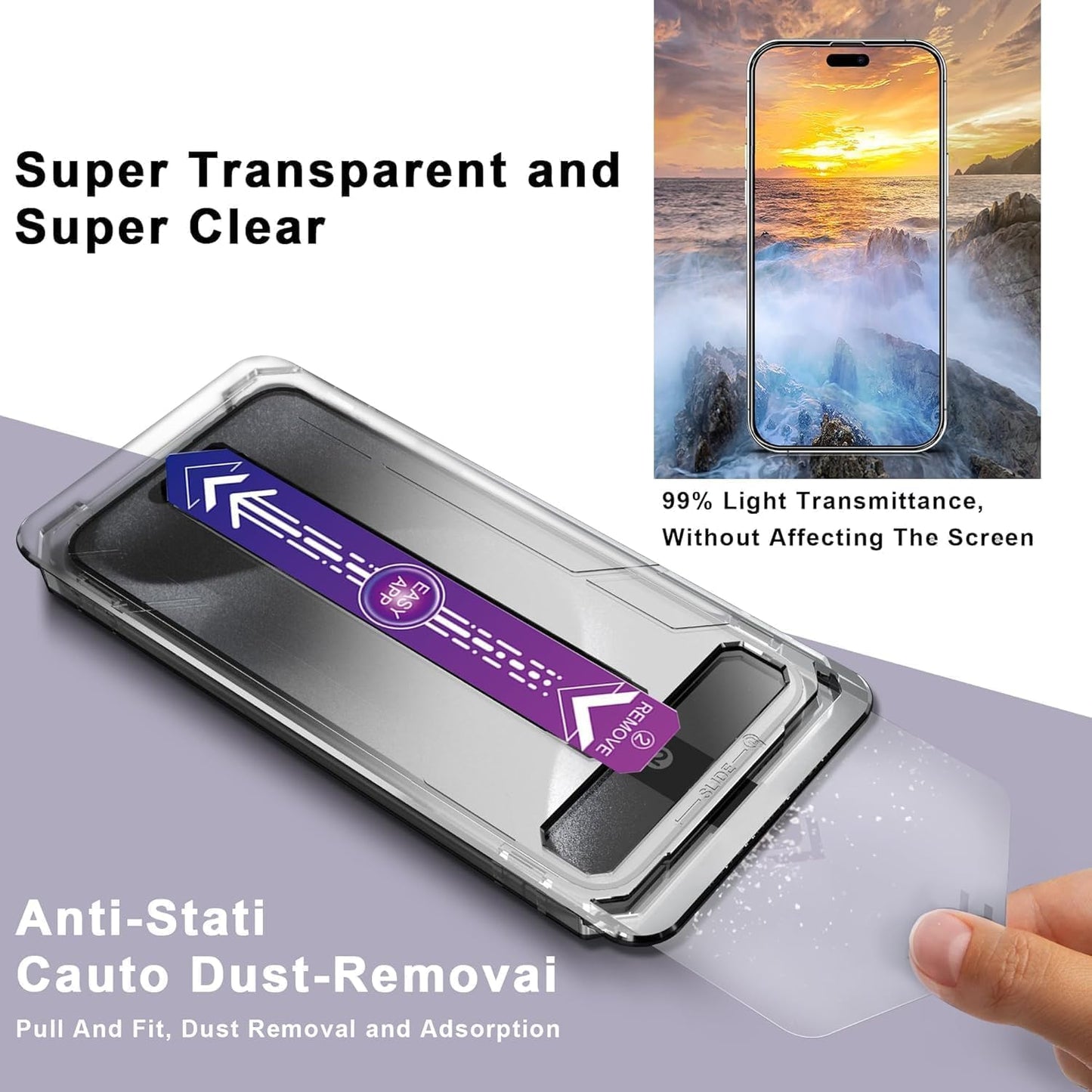 Screen Protector for iPhone 17 Pro 6.3-Inch, 2 Pack, 9H Tempered Glass, HD Clear, Full Cover, Anti-Fingerprint, Easy Installation