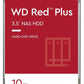 Western Digital 10TB WD Red Plus NAS Internal Hard Drive HDD - 5400 RPM, SATA 6 Gb/s, CMR, 256 MB Cache, 3.5" - WD101EFAX