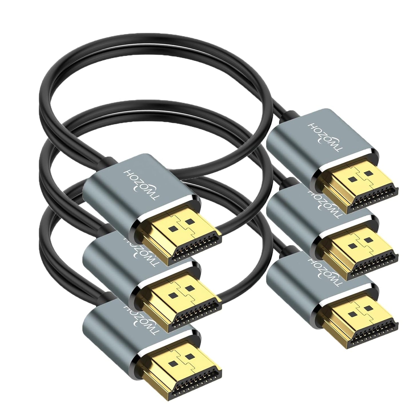 Twozoh Flexible & Slim HDMI Cable 3.3FT 3 Pack, Ultra Thin HDMI Cord Supports High Speed 4K@60Hz 18gbps 2160P/1080P