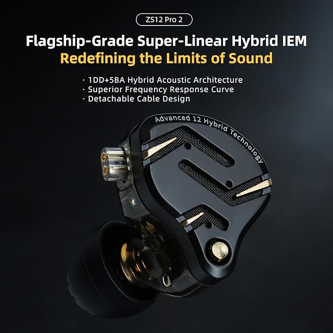 KZ ZS12 PRO 2 USB C Wired Headphones Type-C in Ear Monitor Headphone, 5BA+1DD 6 Driver Gaming Earbuds USB C Wired Earphones, HiFi Clarity Sound Immersive Bass IEMs for Gaming (USBC-with Mic, Silver)