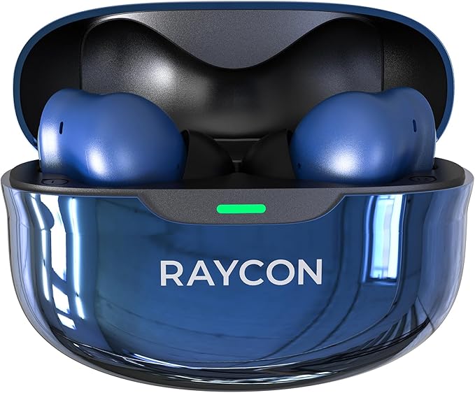 Raycon Pro Earbuds Wireless Bluetooth + 6 Microphones with Hybrid Active Noise Canceling, Sweat & Water-Resistant Earphones, Premium Wireless Ear Buds Bluetooth 40 Hours Playtime (Blue)