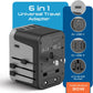 Universal Travel Power Adapter, Ceptics 6 in 1 Worldwide International Wall Charger with 2X USB-A - 3X USB-C 6A, Travel Power Adapter for for USA EU UK AUS Mobiles Laptops Cameras, UP-30KU-BL