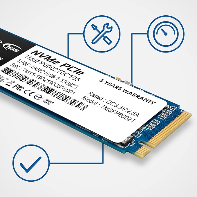 TEAMGROUP MP33 256GB SLC Cache 3D NAND TLC NVMe 1.3 PCIe Gen3x4 M.2 2280 Internal SSD R/W Speed up to 1600/1000 MB/s Laptop&PC Desktop TM8FP6256G0C101