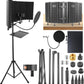 Studio Microphone Stand with Isolation Shield & Pop Filter,5-Sided Tri-Layer microphone isolation shield,Studio Boom Arm Tripod for Crystal Clear Recording,Podcasting,Streaming,Home Studio Equipment