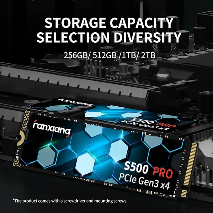 fanxiang S500 Pro 1TB NVMe SSD M.2 PCIe Gen3x4 2280 Internal Solid State Drive, SLC Cache 3D NAND TLC, Up to 3200MB/s, Compatible with Laptop and PC Desktops(Black)