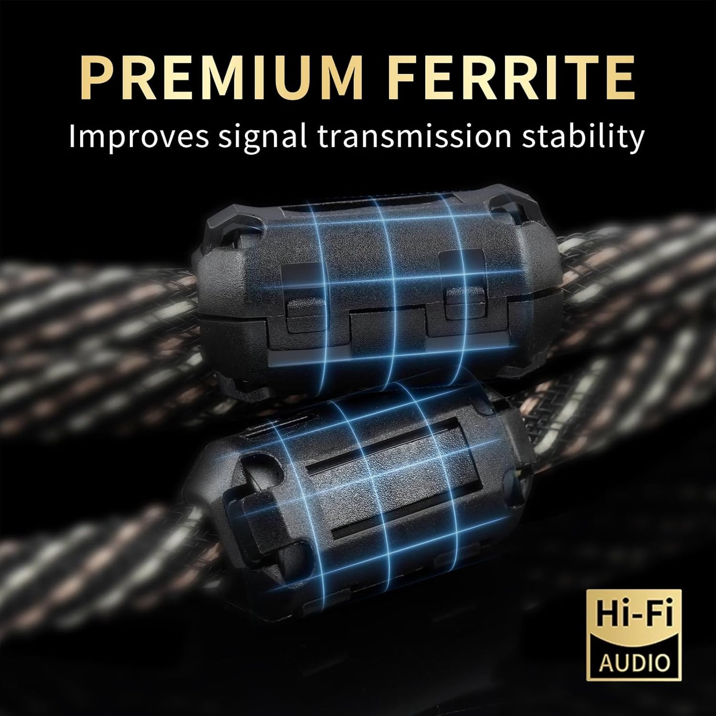 Audiophile HiFi Audio Cable–3.5mm to 3.5mm,6N OFC Core,24K Gold-Plated Plugs,with Nylon Braid,AUX Cable,Compatible with Phone,MP4,Speakers,Amplifiers,TV(4.92ft/1.5m)