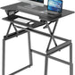 Rocelco 40" Large Height Adjustable Standing Desk with AC Outlet USB Charger and Floor Stand BUNDLE - Tall Dual Monitor Riser Computer Workstation - Keyboard Tray - Black (R DADRB-40-ACUSB-FS2)