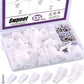 Swpeet 135 Pack 6 Sizes White Nylon Plastic R-Type Cable Clips Clamp Assortment Kit, 1/4" 5/16" 3/8" 1/2" 3/4" 1" Nylon Screw Mounting Cord Fastener Clips with 135 Pack Screws for Wire Management