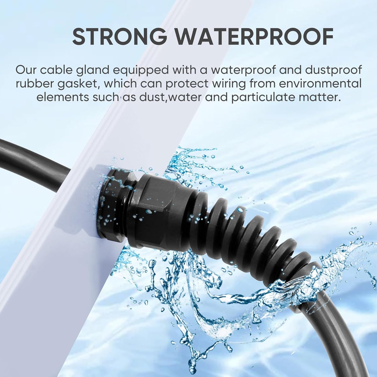 Strain Relief Cord Connector,LISTENJIALE 5Pcs NPT 3/4" Waterproof Cable Gland Flex Spiral Strain Relief Adjustable 12.5-18mm Cable Connector Nylon Joint with Gaskets(Black)