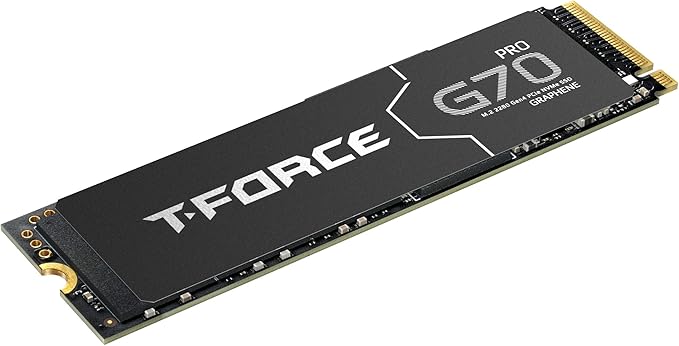 TEAMGROUP T-Force G70 PRO Graphene Heatsink 1TB DRAM SLC Cache 3D TLC NAND NVMe InnoGrit PCIe Gen4x4 M.2 2280 Gaming Internal SSD Works with PS5 Read/Write 7400/5500 MB/s TM8FFH001T0C129