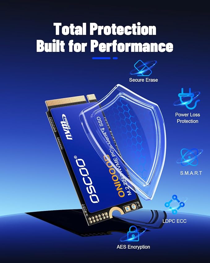 1TB M.2 2242 Gen4x4 NVMe PCIe SSD, Up to 5400MB/s Read, 3D NAND, Compact SSD for Ultrabooks, Laptops, Intel NUC, Lenovo ThinkPad, Dell Latitude, HP EliteBook, Mini PCs, Embedded Systems