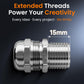 QILIPSU 4pcs 1/2" NPT 304 Stainless Steel Cable Gland Long Thread Waterproof IP68 Metal Strain Relief Cord Grip Cable Pass Through Wire Connector