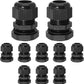 10 Pcs 1/2" NPT Nylon Cable Glands, IP68 Waterproof Adjustable Cord Grip Cable Connector Strain Relief Wire Protectors for 6-12mm Cable Diameter, Black