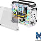 MegaPC Mino Open-Frame ATX Gaming Case – Industrial Design, Tempered Glass Panels, High Airflow, ARGB Lighting, USB-C Port (Black/White/Print Stream, with Fans Only)