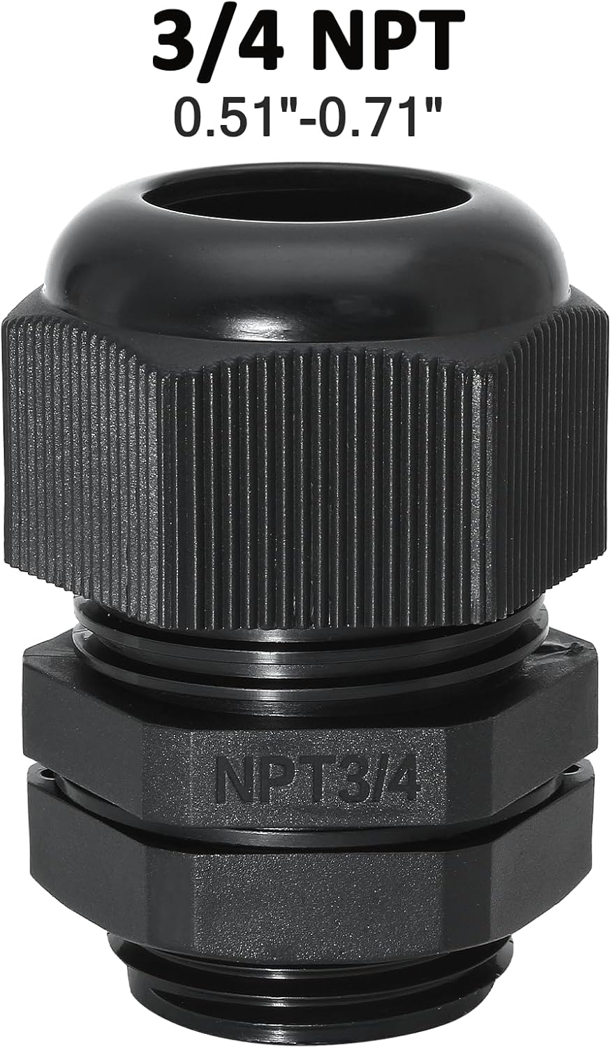 20 Pcs 3/4" NPT Nylon Cable Glands, IP68 Waterproof Adjustable Cord Grip Cable Connector Strain Relief Wire Protectors for 13-18mm Cable Diameter, Black
