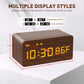 MOSITO Digital Wooden Alarm Clock with Wireless Charging, 0-100% Dimmer, Dual Alarm, Weekday/Weekend Mode, Snooze, Wood LED Clocks for Bedroom, Bedside, Desk, Kids (Brown)