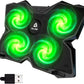 KLIM Wind Laptop Cooling Pad - Support 11 to 17 Inch Laptops, PS4-4 Fans - Light, Quiet, Powerful Cooling - Gamer USB Slim Portable Laptop Stand - New 2021 Version - Green