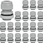 20 Pcs 1/2" NPT Nylon Cable Glands, IP68 Waterproof Adjustable Cord Grip Cable Connector Strain Relief Wire Protectors for 6-12mm Cable Diameter, Grey