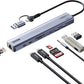 9-in-1 USB/USB C Hub Adapter for MacBook, iPhone,3 USB Ports (2xUSB 3.0, USB 2.0), 100M Ethernet, SD/TF Card Reader, 3.5mm Audio, 2X USB-C Data Ports,No Driver Required