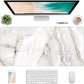 Extended Gaming Mouse Pad, XXL Large Desk Pad 30 x 14 Inch, Big Computer Keyboard Mousepad, Waterproof Mouse Mat with Stitched Edges and Non-Slip Base for Women Office Gaming, White Marble