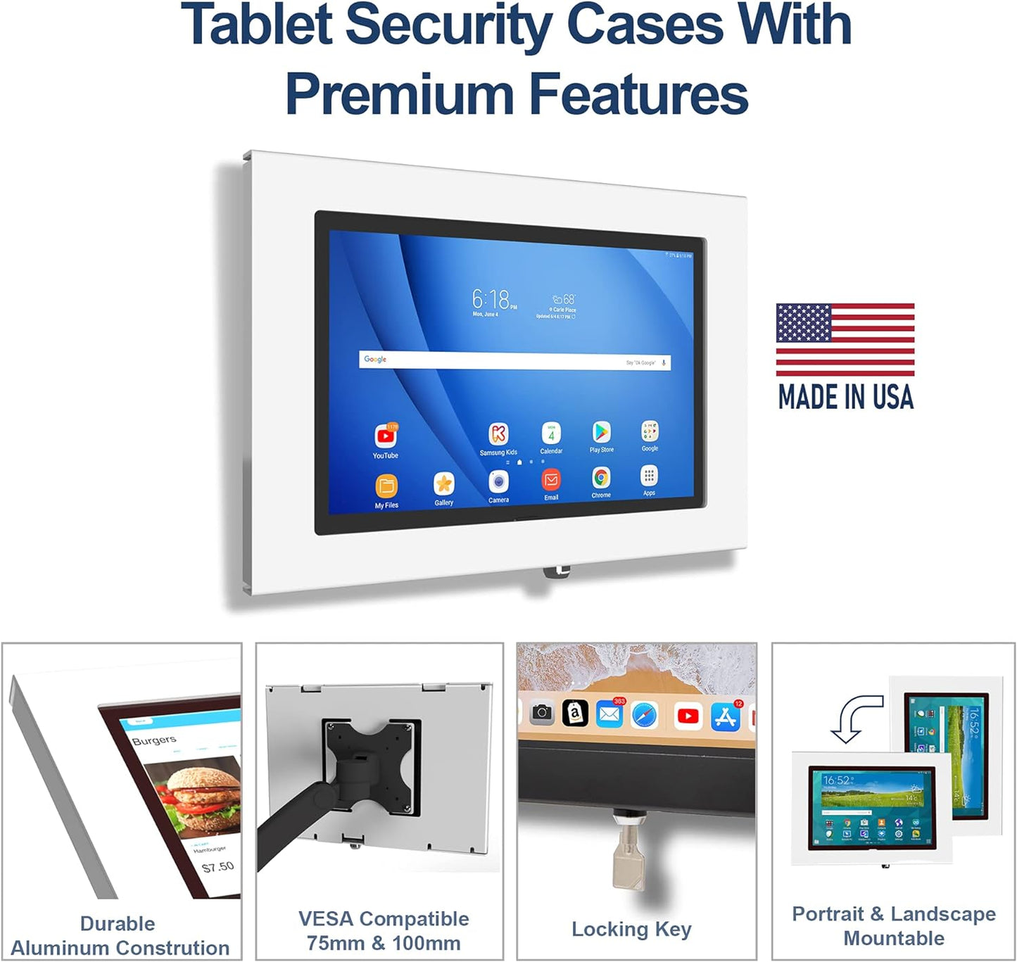 TABcare Locking Anti-Theft Metal Case for Samsung Galaxy TAB 3 4 10.1" Tablet for Kiosk, POS, Store, Show Display, Time Clock (TAB 3/4 10.1, Black)