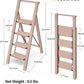 Taranta 4 Step Ladder, Lightweight Aluminum Step Stool with Convenient Handgrip, Folding Ladder with Anti-Slip Pedals, 330lbs Capacity Stepladder for Home, Office, Kitchen - Peach Pink