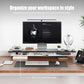 Dual‑Tier Monitor Stand for Modern Desk Setup – Minimalist Wooden and Metal Riser Shelf with Transparent Acrylic Feet for Dual Monitors, Laptops, Home Office Aesthetic，Black and White