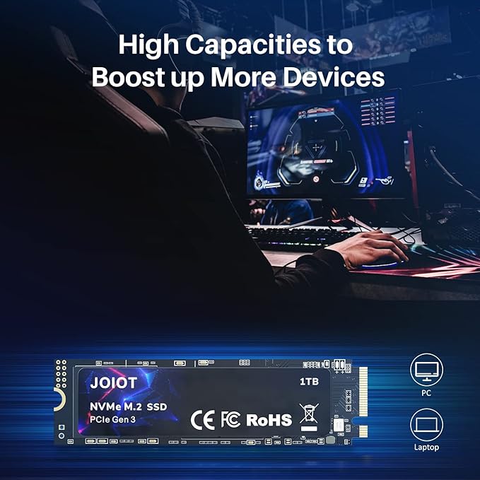 1TB SSD PCle 3.0x4, NVMe M.2 2280, Internal Solid State Drive, Up to 3500MB/s,Storage for PC, Laptops, Gaming and More, V-NAND Technology, Max Speed,Black