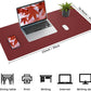 Desk Mat 35" x 17" Leather Desk Pad Protector with Natural Cork & PU Leather, Non-Slip Office Desk Mat, Double-Sided Large Mouse Pad, Waterproof Desk Cover for Office&Home (red)