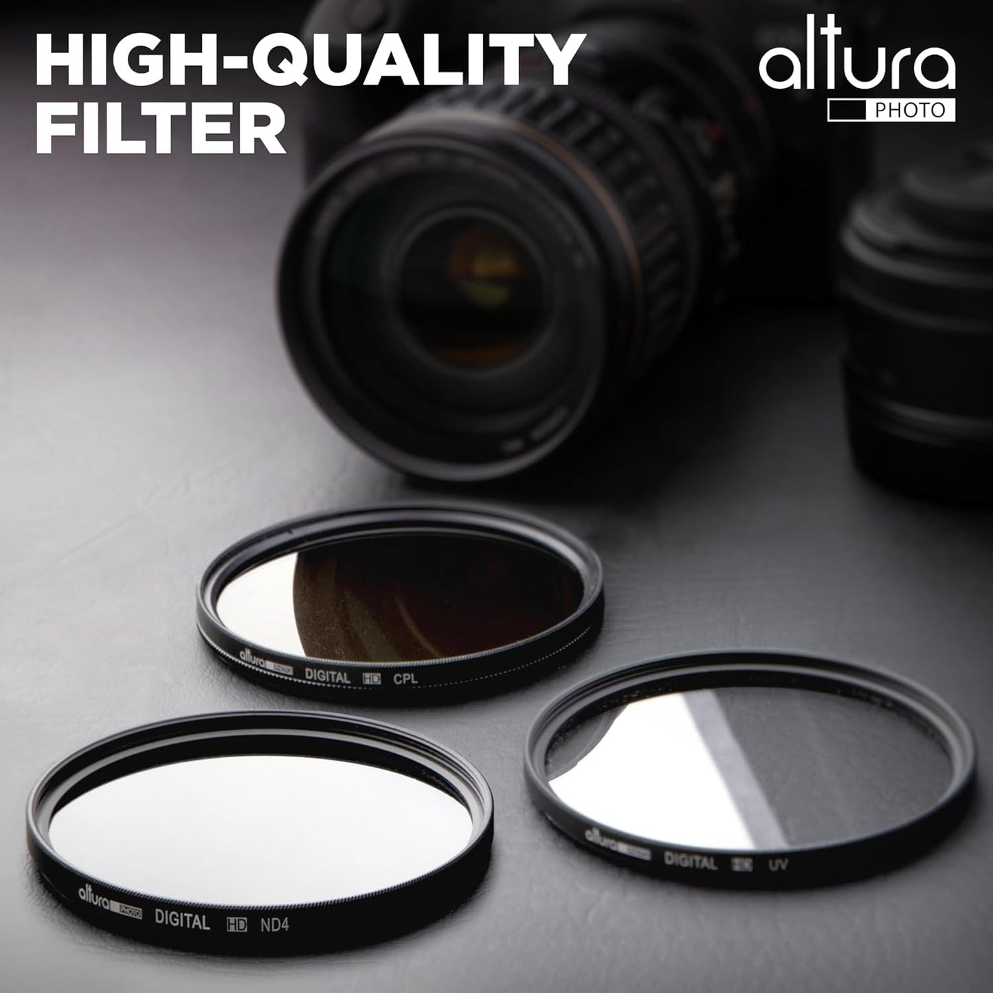 Altura Photo 55mm Lens Filter Kit - Multi-Coated UV Protector, CPL Polarizing and ND Neutral Density Filters + Case for Camera Accessories & Lenses
