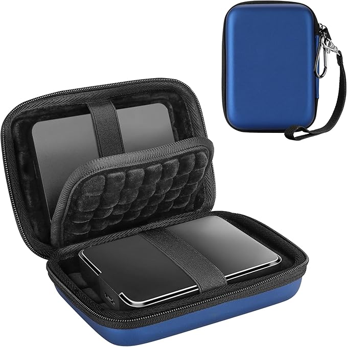 ProCase Hard Drive Case 2.5 Inch for Elements WD My Passport Canvio Basics Seagate Backup Plus Slim Expansion 1TB 2TB 3TB 4TB, Portable Carrying Case Holds 2 External Hard Drives -Navy