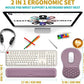Hokafenle 2 in 1 Ergonomic Mouse Pad Wrist Support & Wrist Rest for Computer Keyboard Set, with Relieve Carpal Tunnel Pain Massage Bulge and Full Memory Gel Design (2In1 Set, Purple)
