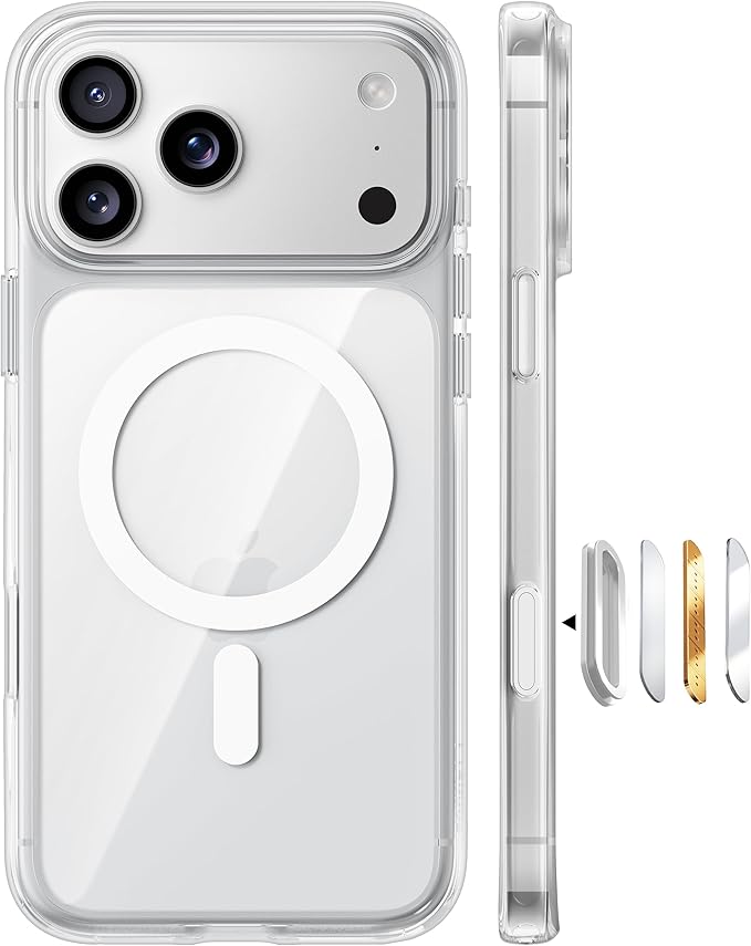 TORRAS Stronger Magnetic for iPhone 17 Pro Case Clear, [Covered Camera Control] [Anti-Yellowing] Compatible with MagSafe, Military-Grade Drop Protection, Slim Phone Case for iPhone 17 Pro
