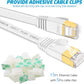 Cat 7 Flat Ethernet Cable 15ft White, High Speed 10GB Shielded (STP) LAN Internet Network Cable Ethernet Patch Computer Cable with Rj45 Connectors and 5pcs Adhesive Cable Clips