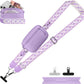 Clip and Go Strap for Phone with Wallet Crossbody, Adjustable Phone Lanyard with Detachable RFID Wristlet Wallet, Pattern Strap, Purple (M)