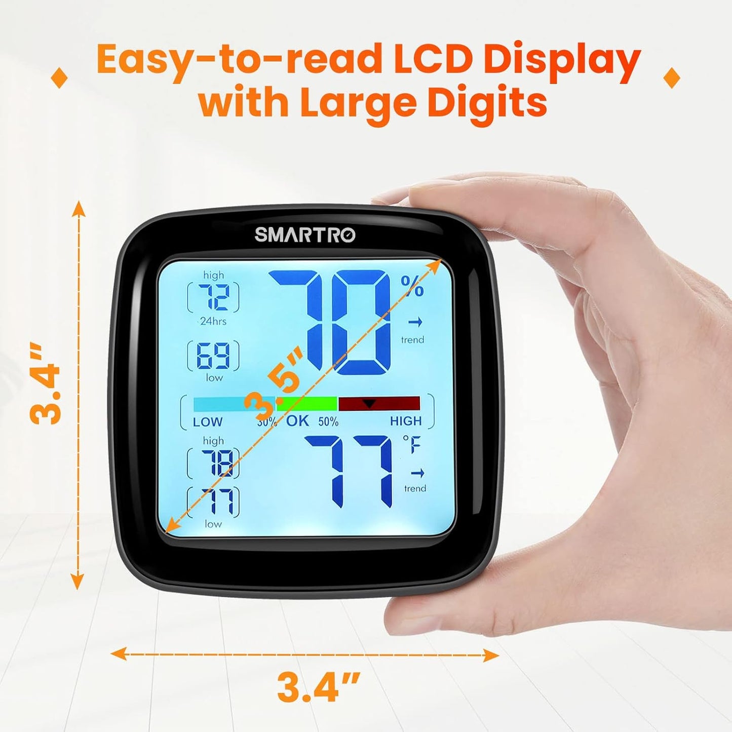 SMARTRO SC42 Professional Digital Hygrometer Indoor Thermometer Room Humidity Gauge Pro Accuracy Calibration 2 Pieces (2)