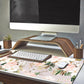 Pink Flowers Keyboard Pad PC Gaming Desk Mat Desk Mouse Pads Green Leaves Floral Mouse Pad Large, Computer XL Big Mousepad Deskpad Mat with Stitched Edge for Women Home Office Decor 31.5x11.8 in