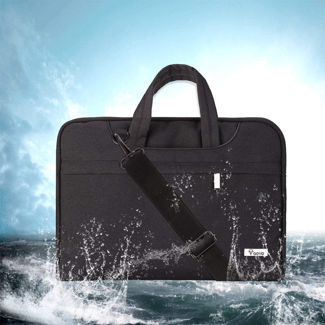Voova Laptop Bag 15.6 Inch, Waterproof Computer Sleeve Carrying Case with Shoulder Straps & Handle Compatible with Macbook Air 15 M2/M3/M4, MacBook Pro 15/16, 15-16 Inch Hp Dell Lenovo Asus, Black