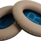 Ear Pads for Bose Quiet Comfort 35 Soft Protein Leather Replacement Earpads Ear Cushions Ear Pad for Bose QC 45/35 / 25/15 QC2 / Ae2 / Ae2i / Ae2W / Sound Link/Sound True (QC35-Khaki&Blue)