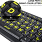 English Keyboard Stickers Full Size Universal PC Computer Laptop Desktop Replacement - QWERTY Alphabet for Full Size Keyboards - 1PCS