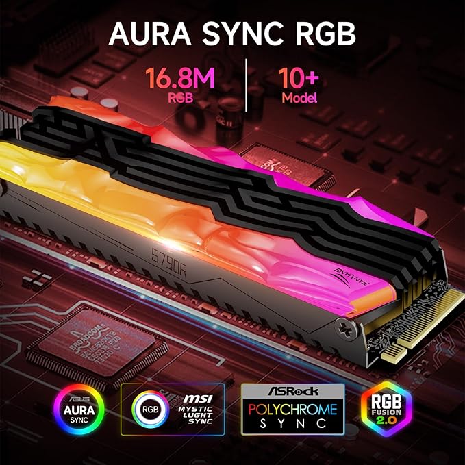 fanxiang S790R 4TB NVMe M.2 SSD PCIe 4.0 x4, Internal Solid State Drive with RGB Heatsink, Up to 7350MB/s, 3D NAND TLC, PS5 Compatible, Ideal for Gaming, Creators & Professionals