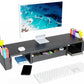 Spacrea Metal Desk Organizers and Accessories, Dual Monitor Stand Riser with Drawer and 2 Pen Holders, Desk Accessories & Workspace Desktop Organizers for Office Supplies (Black)